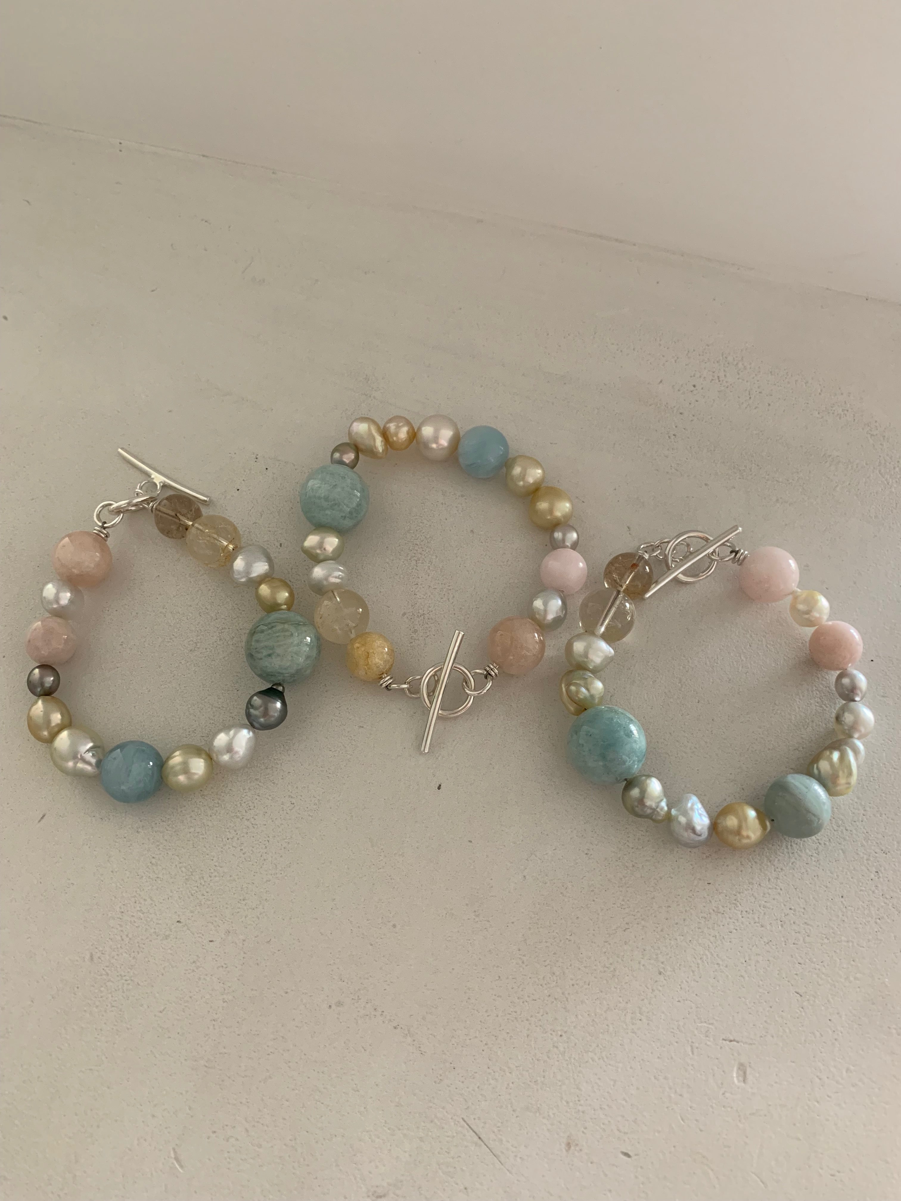 Aquamarine and store pearl bracelet