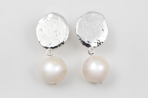 Freshwater pearl & sterling silver earrings